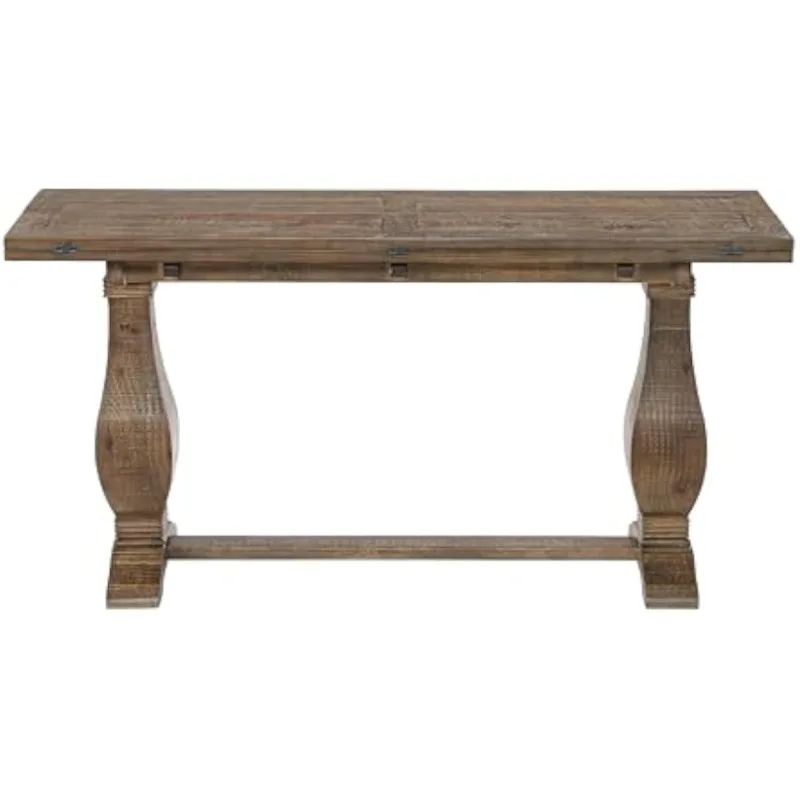 Home Napa Sofa Console Table, Modular Flip Top Dining or Accent, Solid Natural Wood