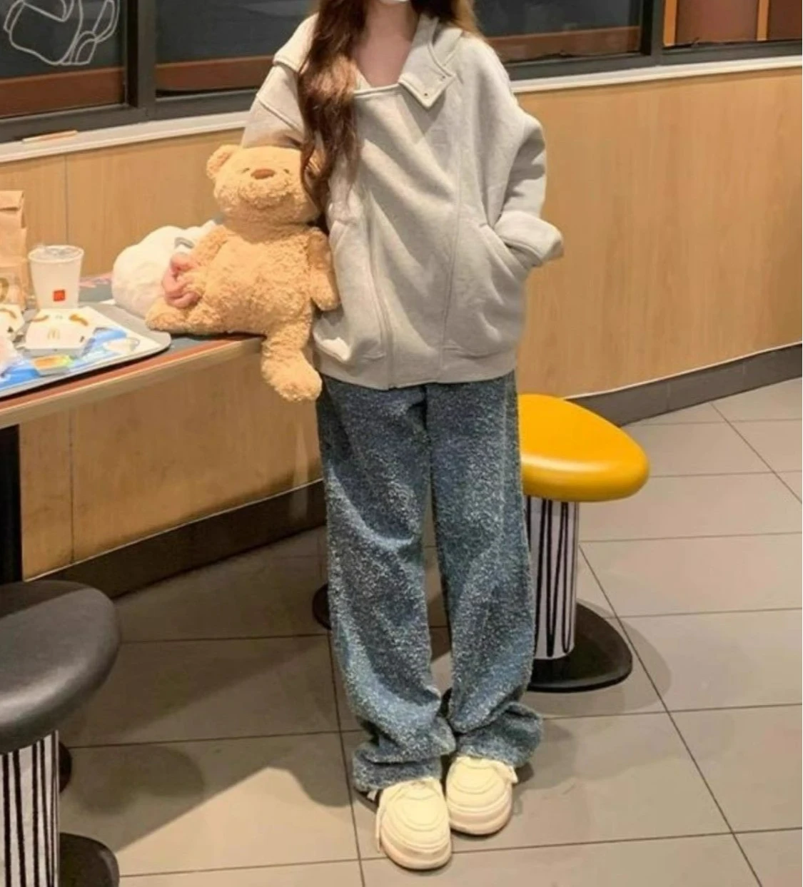 2025 Spring and Autumn Double Zipper Cardigan Hoodie with Thick Velvet Design