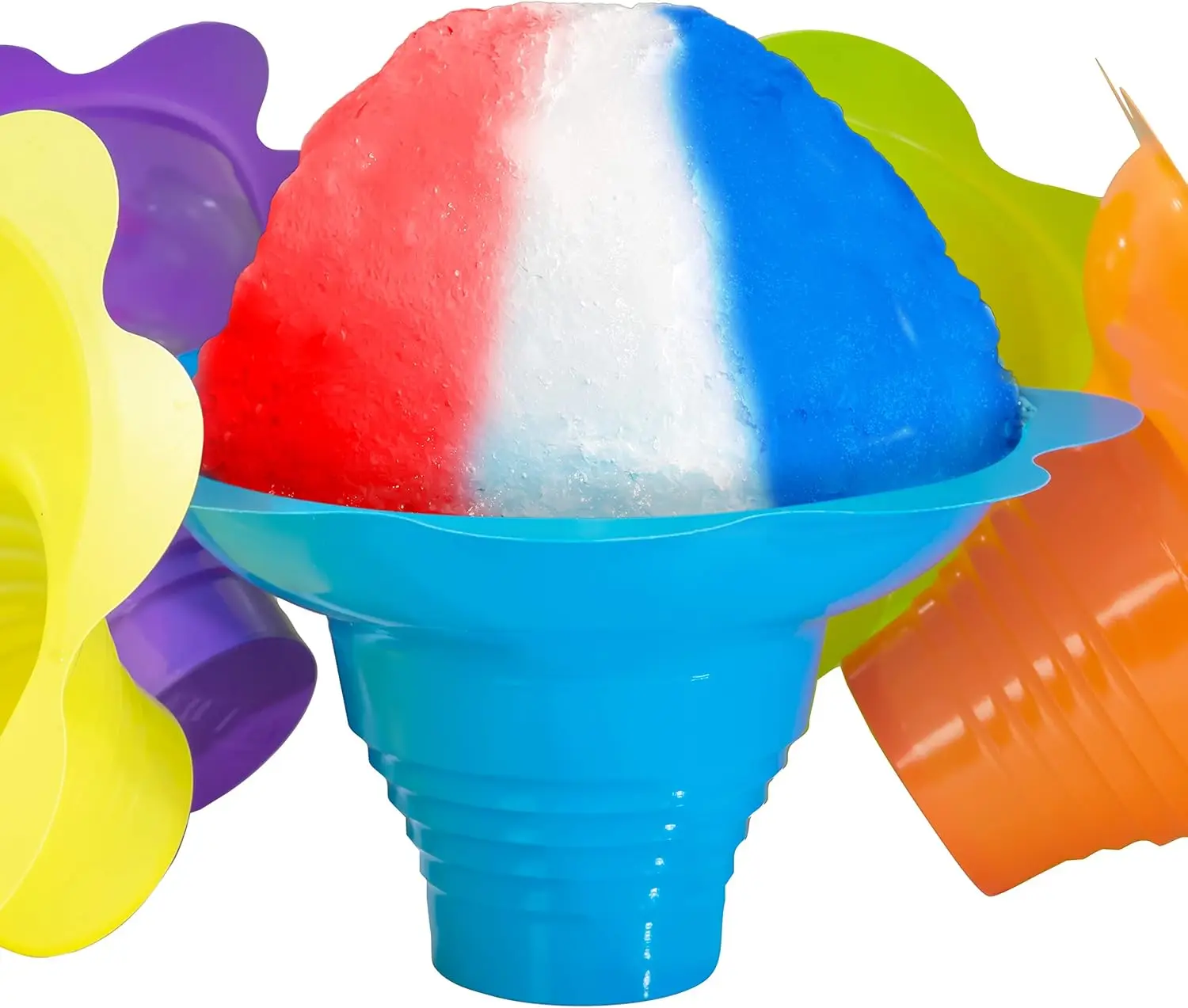

Leak Proof & Drip Catching, Super Cute Reusable 4oz Flower Snow Cone Cups 100 Pk, Colorful Easy Grip Bowls Perfect for B