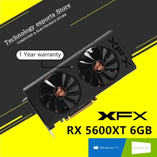 XFX-tarjeta gráfica de juegos RX 5600XT, tarjeta gráfica de ordenador GDDR6, placa de vídeo, tarjeta de función de visualización de RX-56XT66WD6, original
