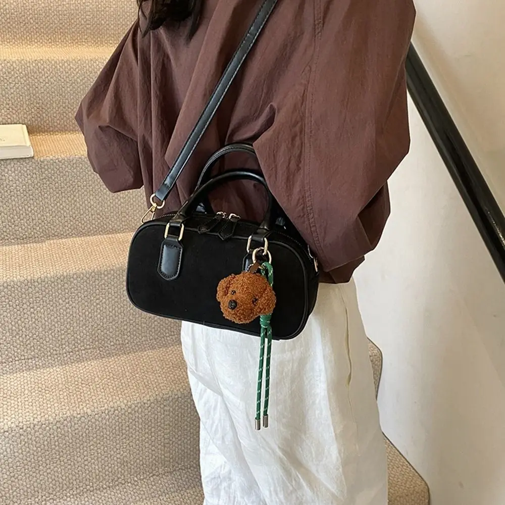 

Portable PU Leather PU Bowling Bag Handbag Solid Color Small Square Bag Large Capacity Korean Style Boston Bag Travel