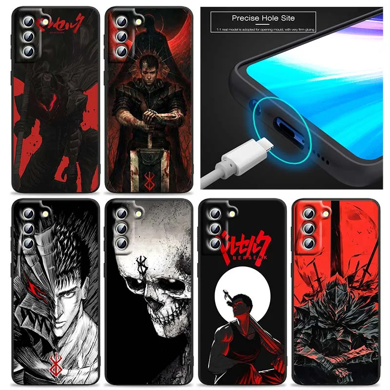

Anime B-Berserk passion For Samsung Galaxy S25 S24 S23 S22 S21 S20 S10 Ultra Plus FE 5G Black Soft TPU Cover Phone Case
