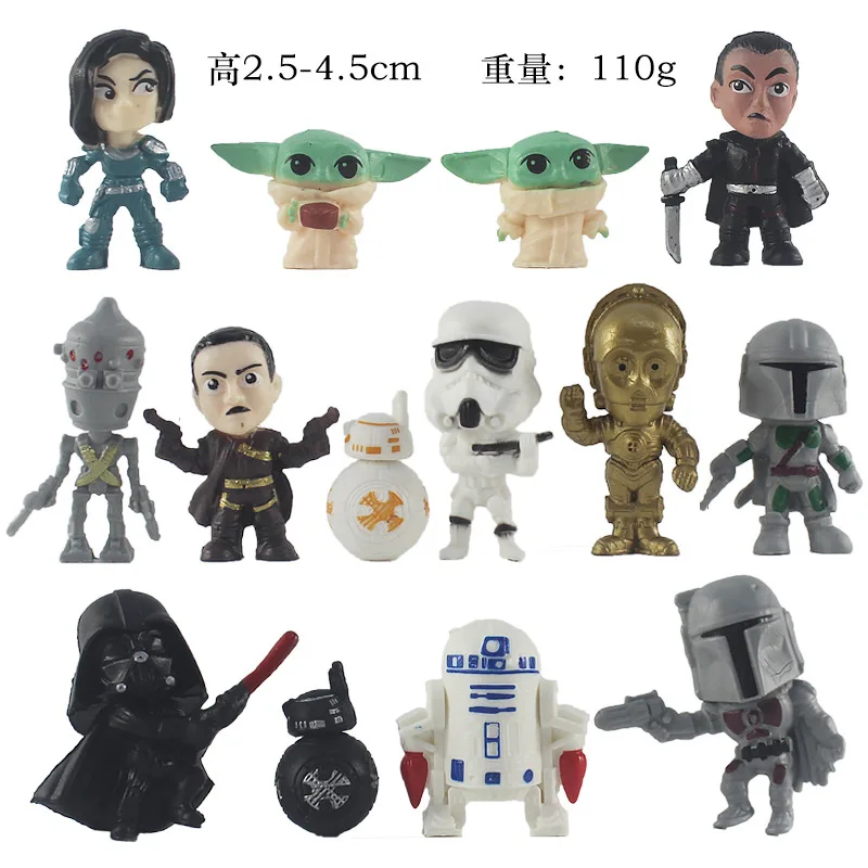 14pcs/set Star Wars Anime Figures Mandalorian Master YODA with Sword Action Figure Kids Toys Fans Gifts