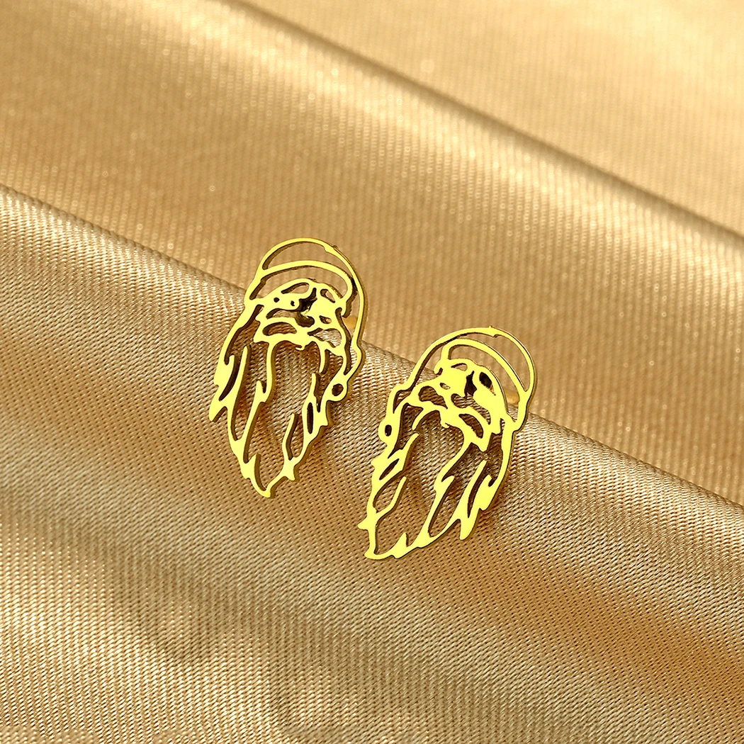 Todorova Pendientes de acero inoxidable con cara de Papá Noel SVG, aretes con cabeza de Papá Noel, regalo de Navidad para mujeres y hombres