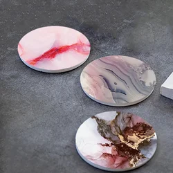 Marble Pattern Coasters Round Drinks Absorbent Coaster Coffee Table Decor Ideal for Home Decor House Warming Gifts