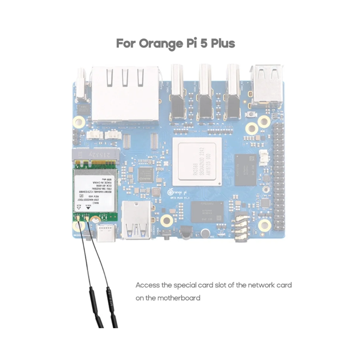 For Orange Pi 5 Plus Wireless Network Card for OPi5 Plus Controller Development Board DualBand Wifi BT5.2 WIFI Card