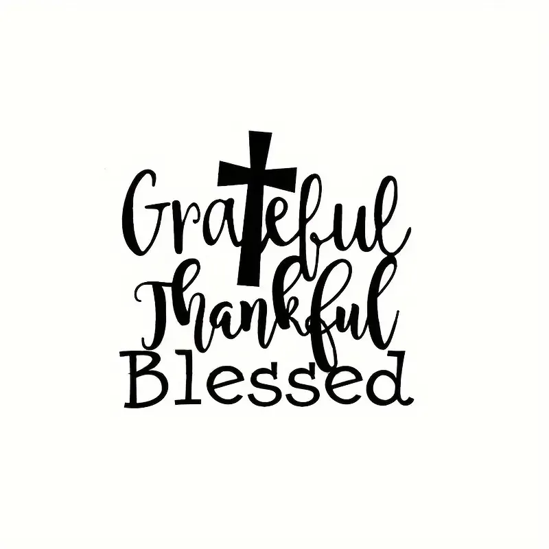 Automobile sticker“Gratitude·Contentment·Happiness”Cross Vinyl Sticker