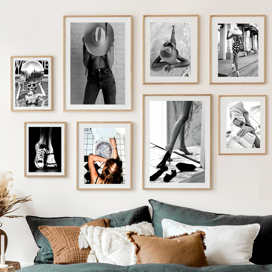 

Sexy Fashion Modern Woman Champagne Party Beach Woman Bathwoman Fashion Wall Art Canvas Painting Nordic Poster Room Decor