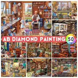 AB Drills 5D DIY Diamond Painting Tool Room Shop Set da ricamo Square / Round Diamond Mosaic Art Picture Home Decoration Gift