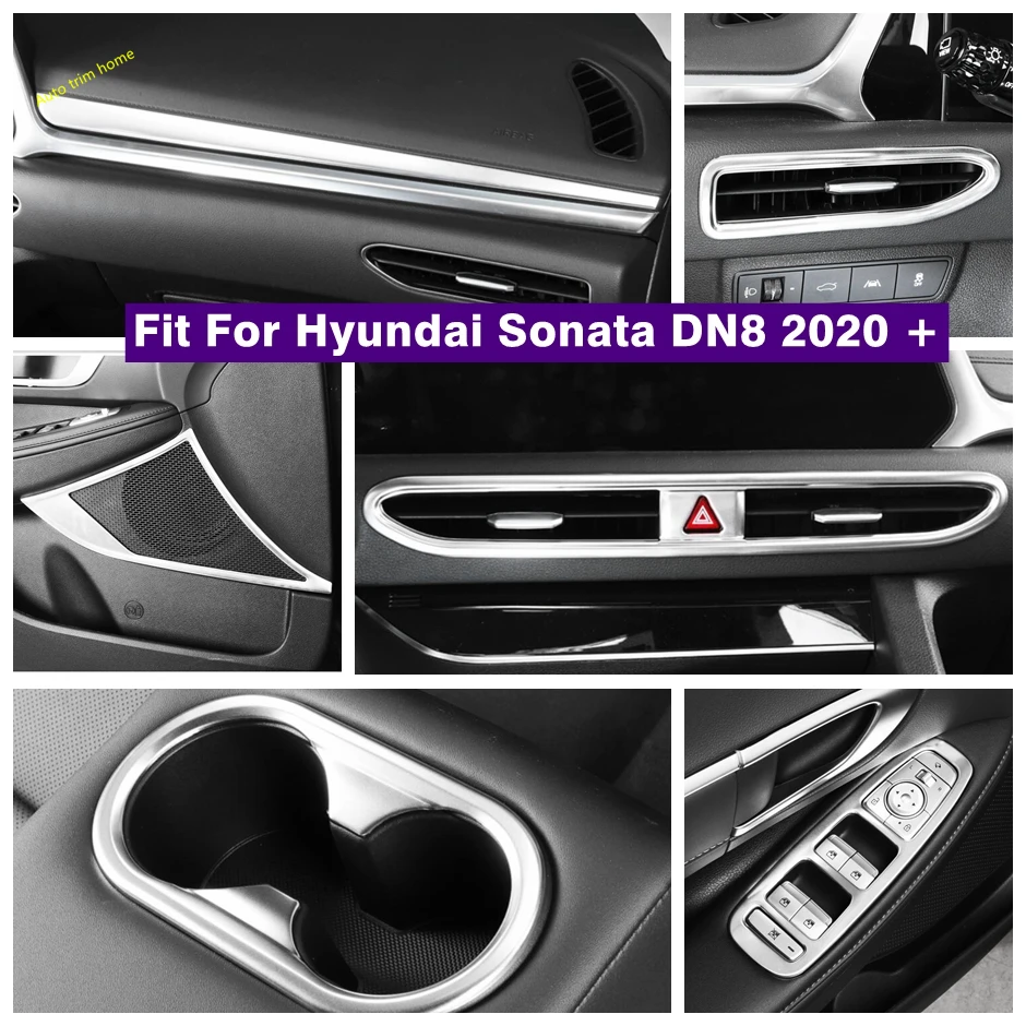 

Door Speaker / Window Lift Button / Water Cup Holder / Center Control Decor Strips Cover Trim For Hyundai Sonata DN8 2020 - 2023