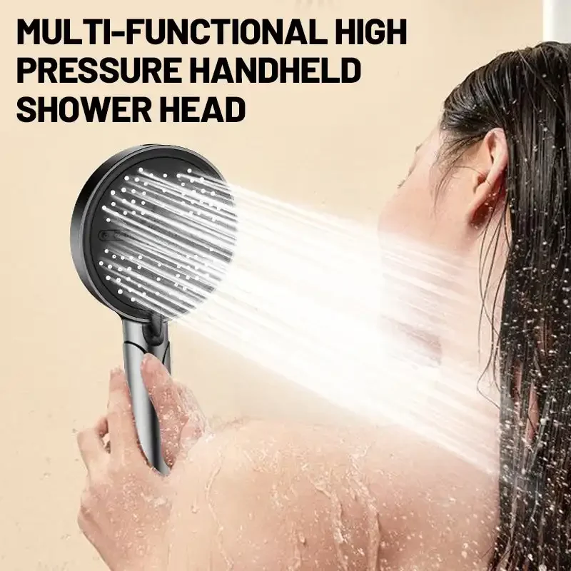 

Handheld Shower Head Multi-Functional High Pressure Shower Nozzle 5 Modes Water Heater Filter Large Panel Showerhead 1PC