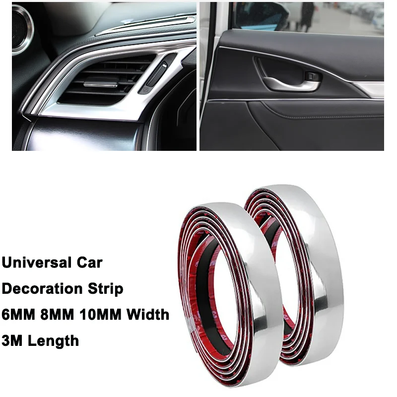 PVC Universal Body Side Mouldings Chrome Plated Strip Side Skirt Front Rear Bumper Window Sitcker Decoration Adhesive Tape