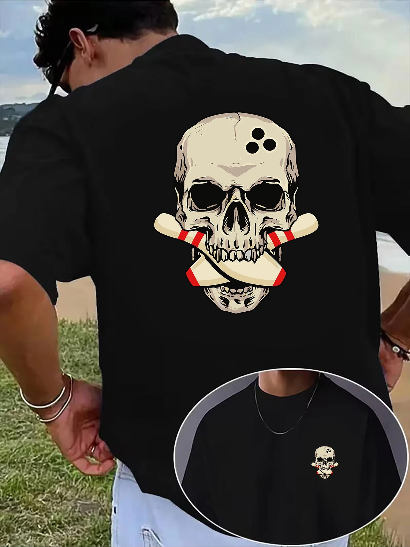 

High-quality Men's Summer New Thick Pure Cotton T-shirt, with Printed Design, Stylish, Breathable, and Sweat-absorbing