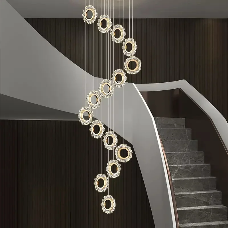 YECTSKI-Lustre LED Circulaire Moderne, Lampe Créative, Tour de Table, Escalier, Salon, Chambre, Cuisine, Designer