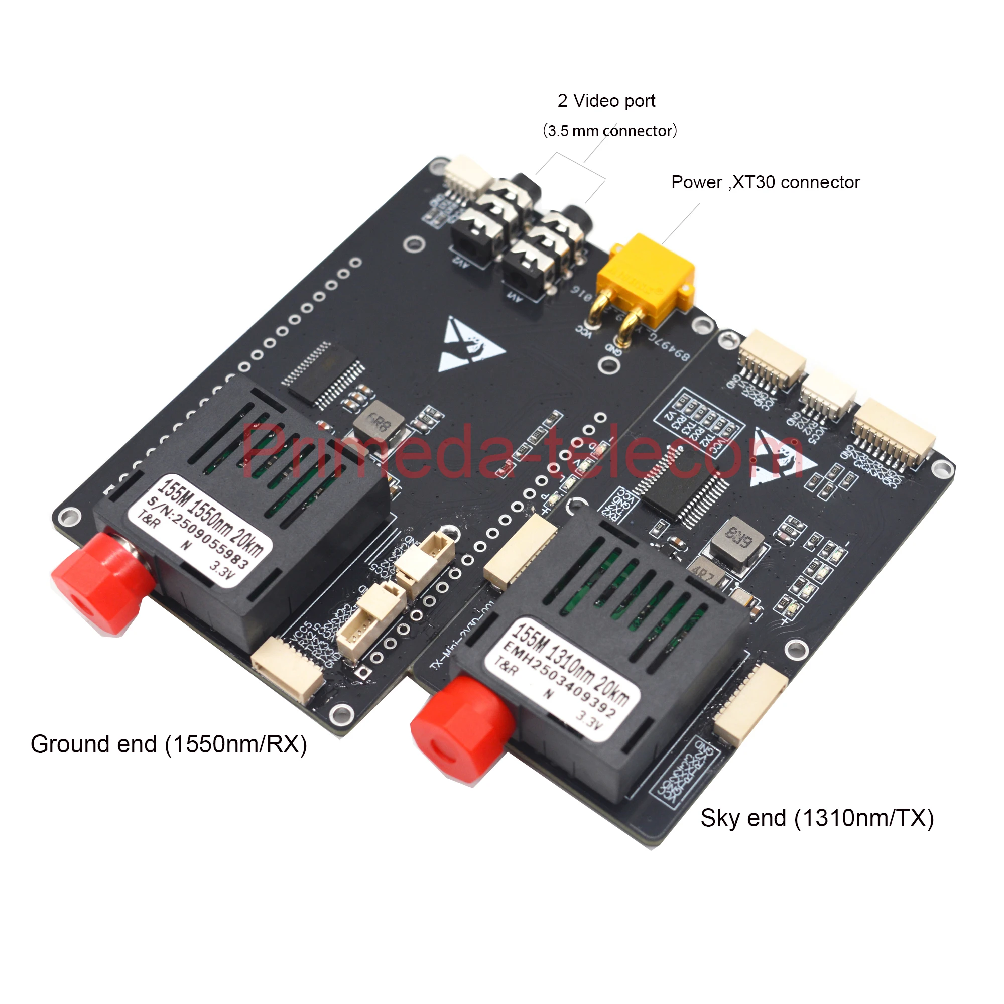 2 Analog Video with 2 TTL CRSF/SBUS over Fiber Optical Transceiver Module,3.5mm Audio interface for Video Singlemode 20Km A set
