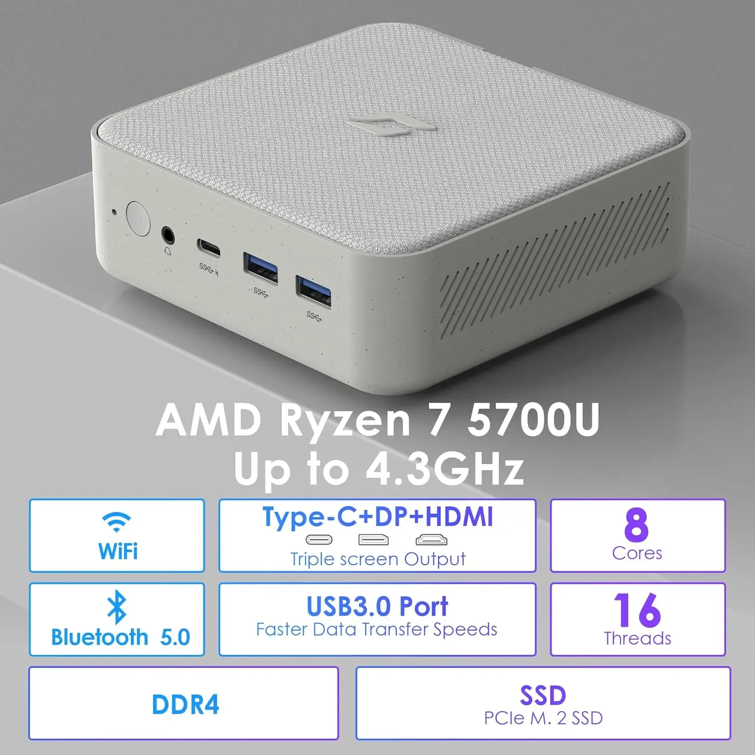 

Мини-ПК AMD Ryzen 7 5700u (8C/16T, до 4,3 ГГц), мини-компьютеры, 32 ГБ оперативной памяти DDR4, 1 ТБ PCIe SSD, поддержка мини-игровых настольных ПК