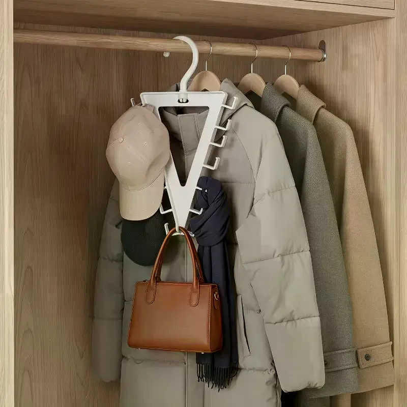 1/2 PCS White V Shaped Over Door Hanger With 12 Hooks 360 Degree Rotation For Storing Bags Hats Scarves Clothes In Entryway
