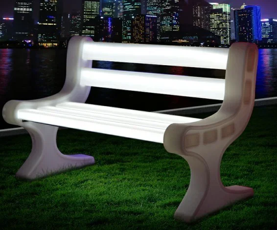 2023  New product  colorful event bench outdoor plastic chair furniture  armrest  park led bench