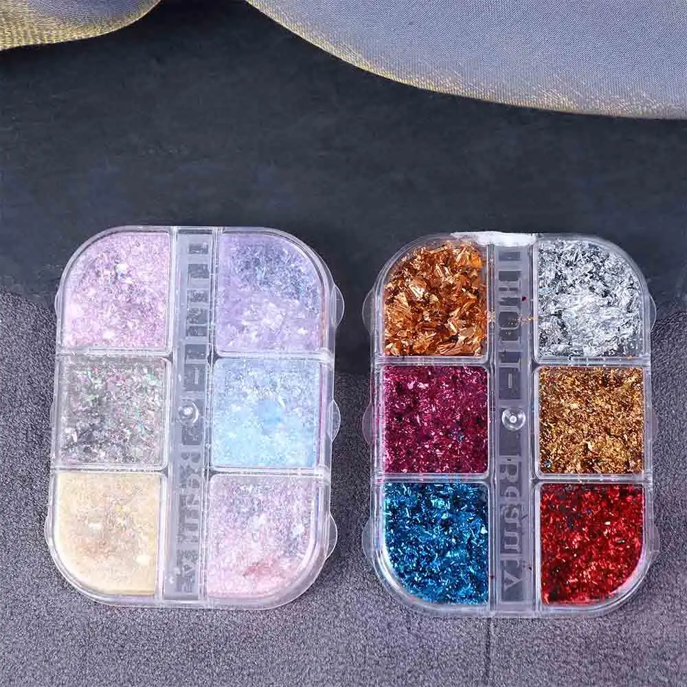 3D Nail Glitter Iridescent Holographic Nail Edelweiss Powder Aurora Nail Flakes Glitter Nail Sequins Irregular Nail Paillette