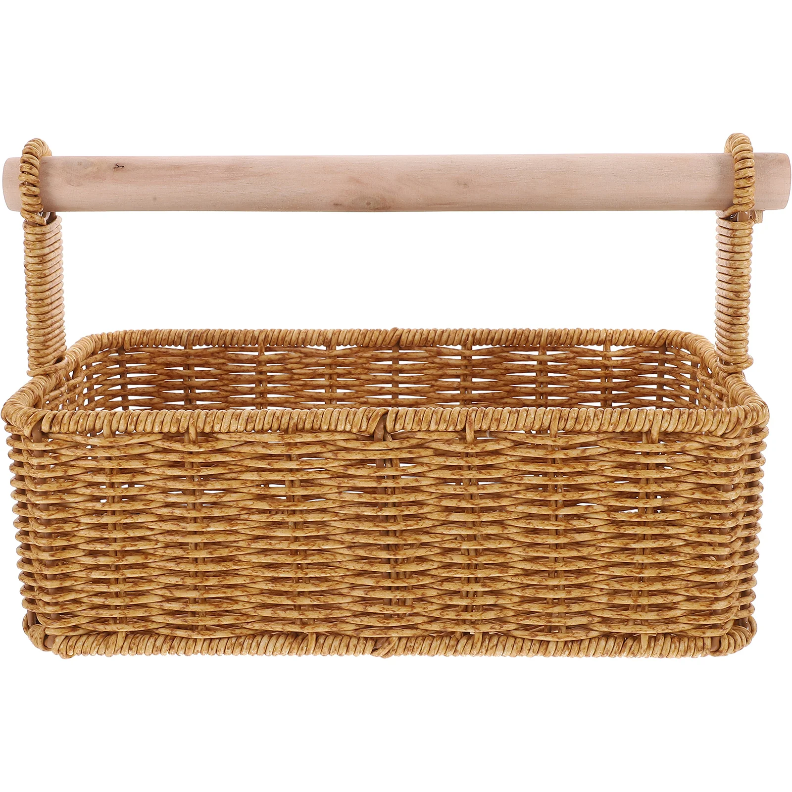 

Imitation Rattan Fruit Basket Organizer Bread Multi Purpose Sundries Woven Wood Storage Small Lightweight Practical Kitchen