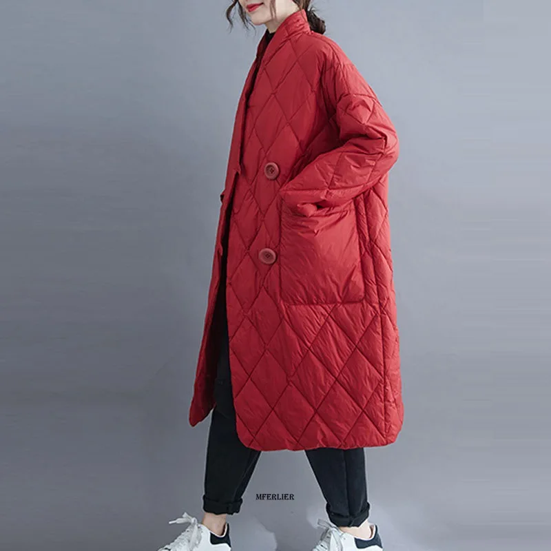 Plus Size 6XL 140kg Winter Women Trench Thicken Female Long Coat Clothing Long Sleeve Warm Coat