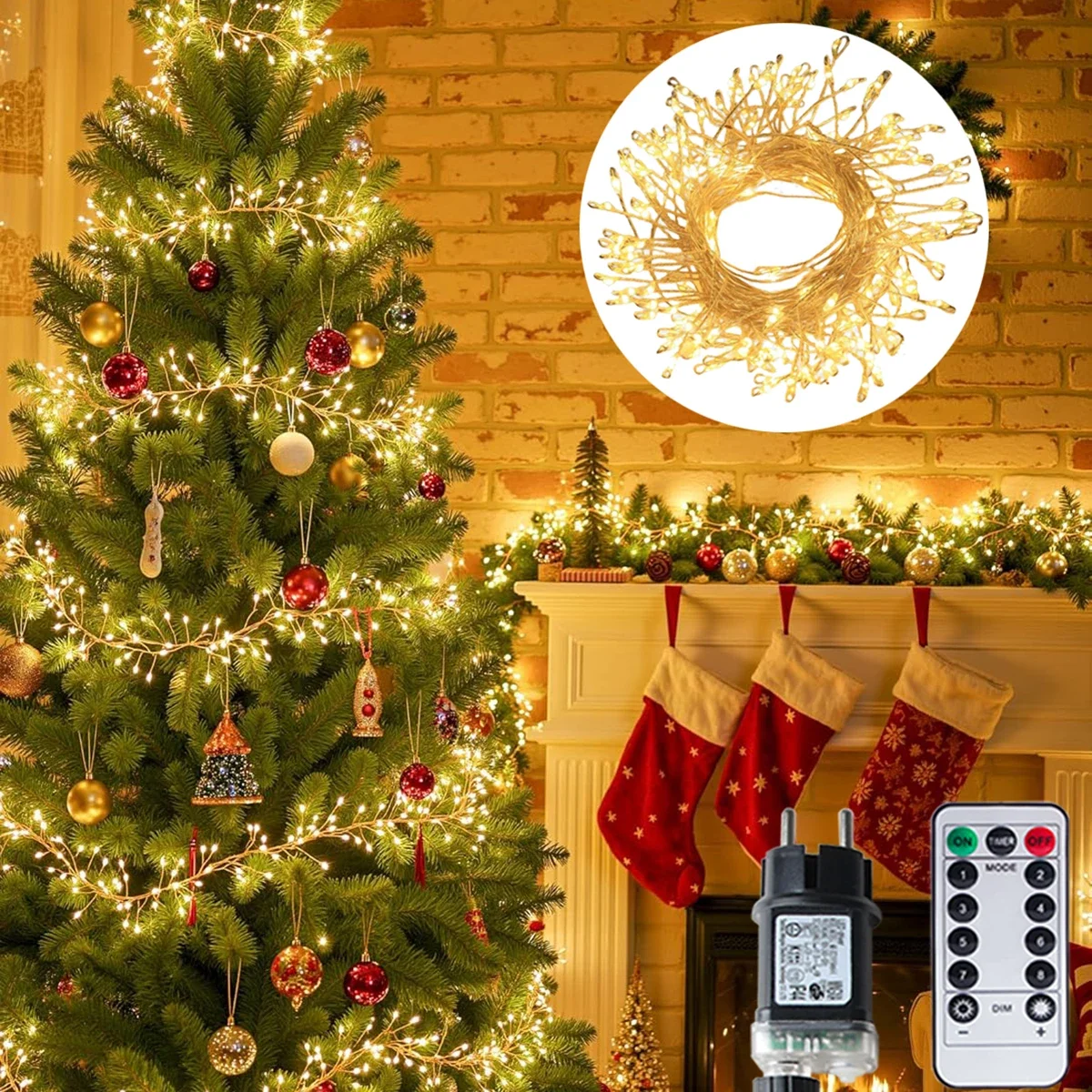 LED Silver Wire String Fairy Cluster Lights Christmas Tree Light Outdoor Garland New Year Street Home Party Wedding Decor