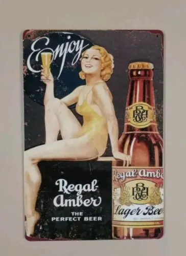 Regal Amber Lager Beer - metal hanging wall sign