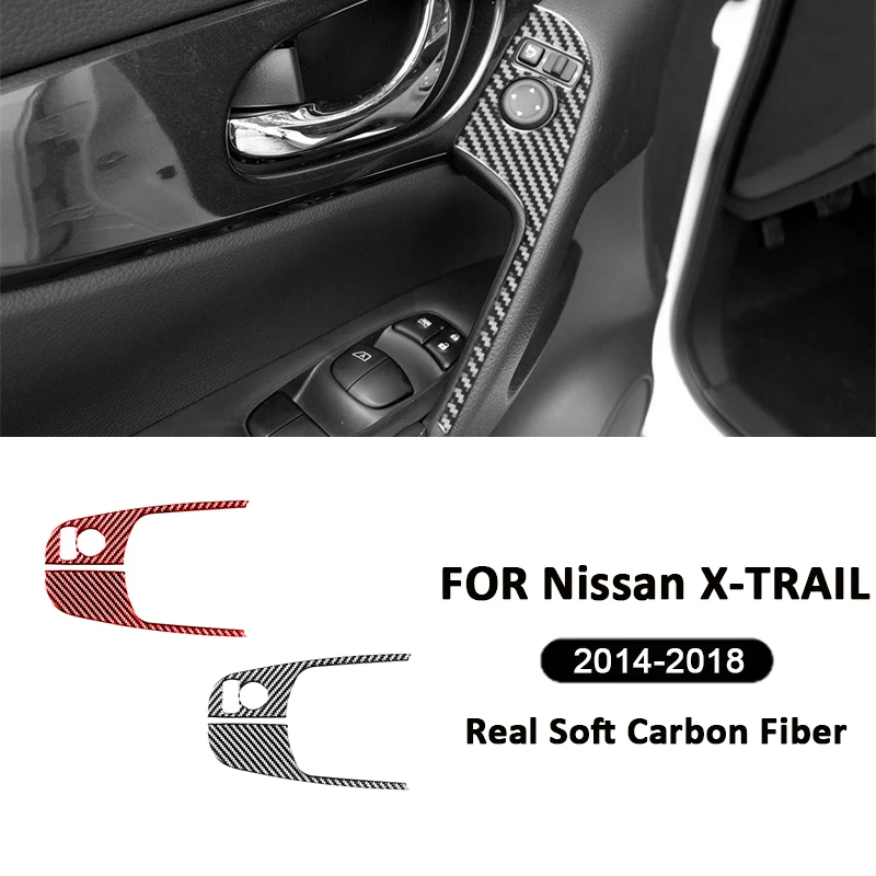 

2PCS Carbon Fiber Car Rearview Mirror Control Adjustment Switch Buttons Panel Decoration Stickers For Nissan X-TRAIL 2014-2018