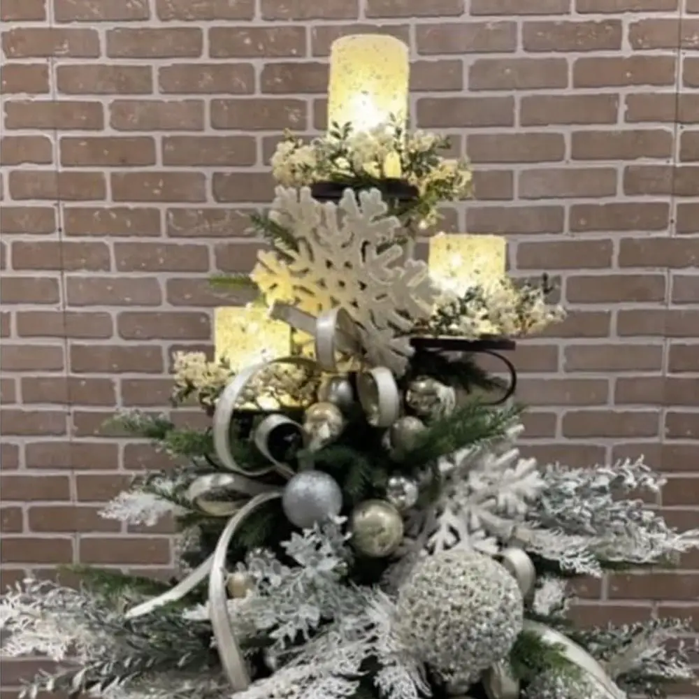 

Metal Black Triple Tree Decoration Snowflake Ornament Home Decor Tree Topper Candle Holder Holiday Large Snowflake Ornament