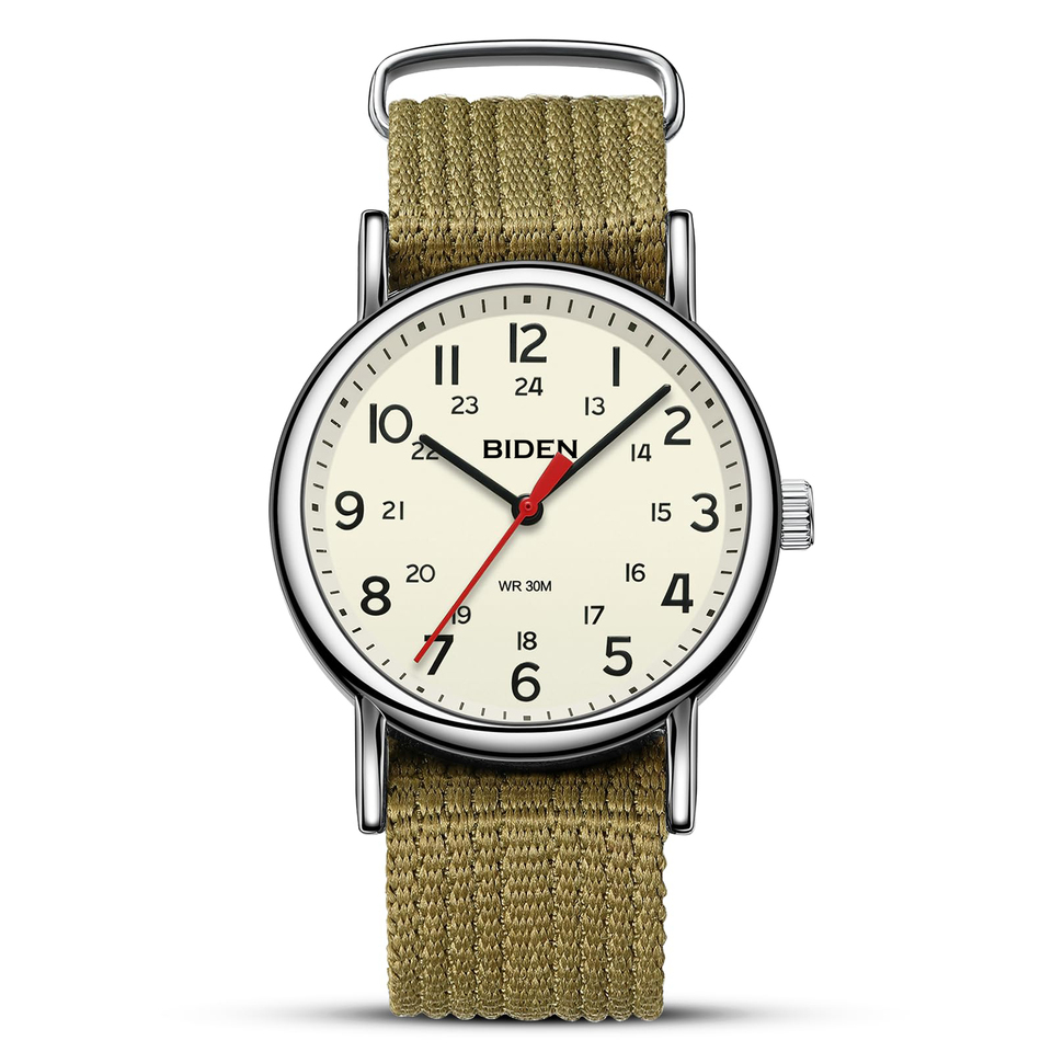  BIDEN Fashion Sports Watch 38mm Neutral Analog Watch Nylon Strap-Simple Design-Waterproof 3ATM Suitable for both Men and Women 