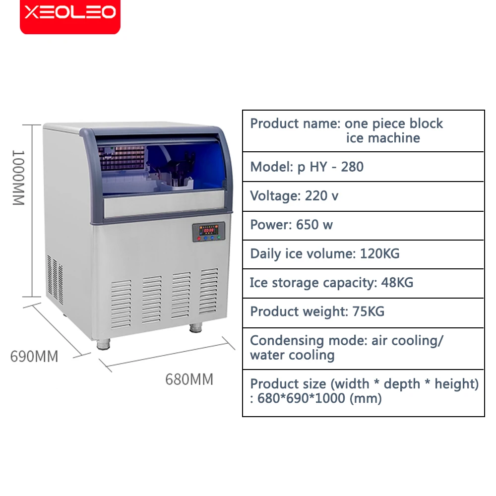 XEOLEO آلة صنع مكعبات الثلج التجارية 120 كجم/24h الهواء آلة الجليد البارد 650 واط 45 كجم قدرة للمقهى/شاي فقاعات متجر/مطعم