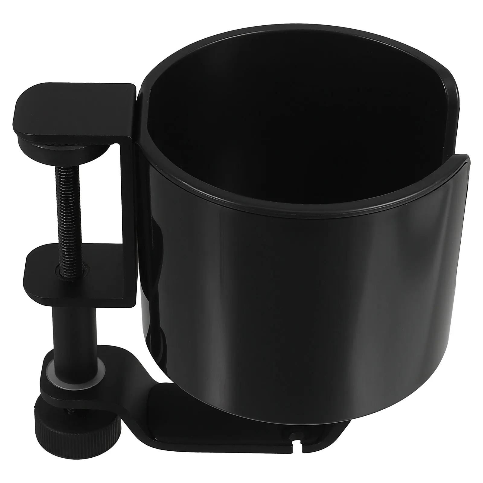 Morsetto portabicchieri da scrivania multifunzionale Morsetto da tavolo Supporto a clip laterale Vetro d'acqua Lega di alluminio Gancio girevole per auricolari nero