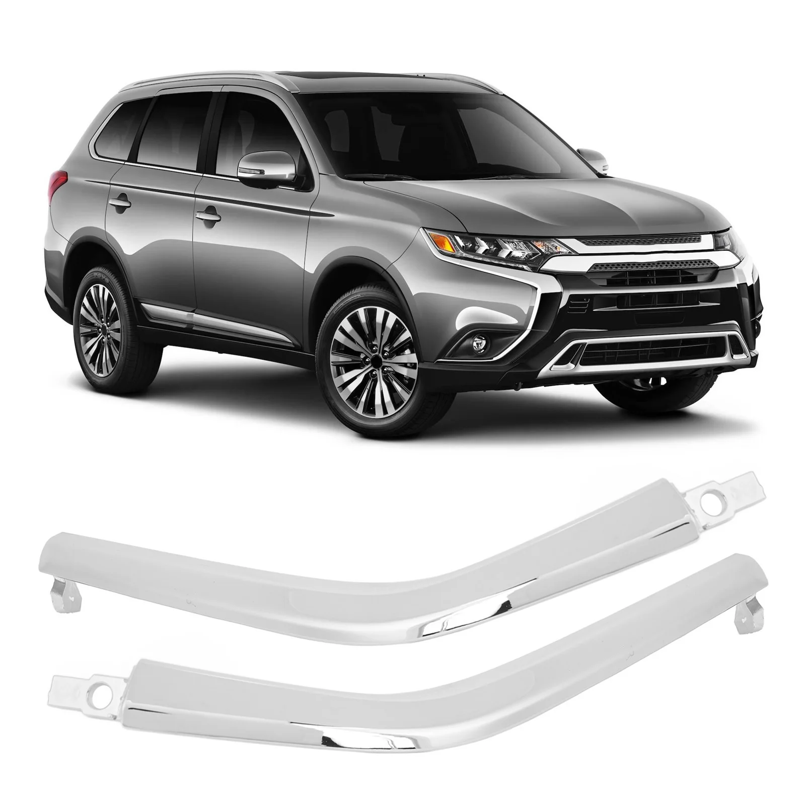 Front Bumper Upper Chrome Trim Glossy Molding Trim Strip Replacement for Mitsubishi Outlander 2016 to 2020