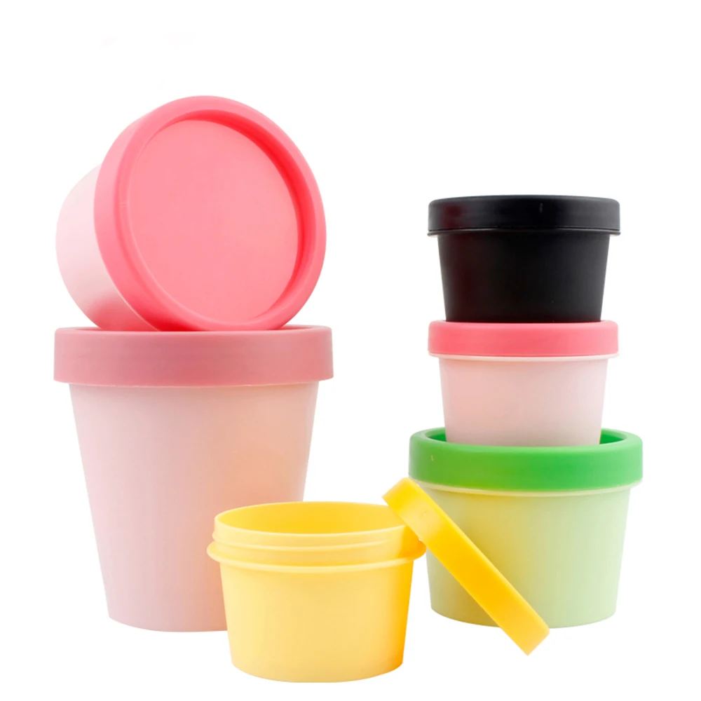 20pcs Empty Container Cream Black Pot Plastic Jar Cosmetic Box Inner Lids White Mask Barrel Packaging Bottle Pink 50g 100g 200g