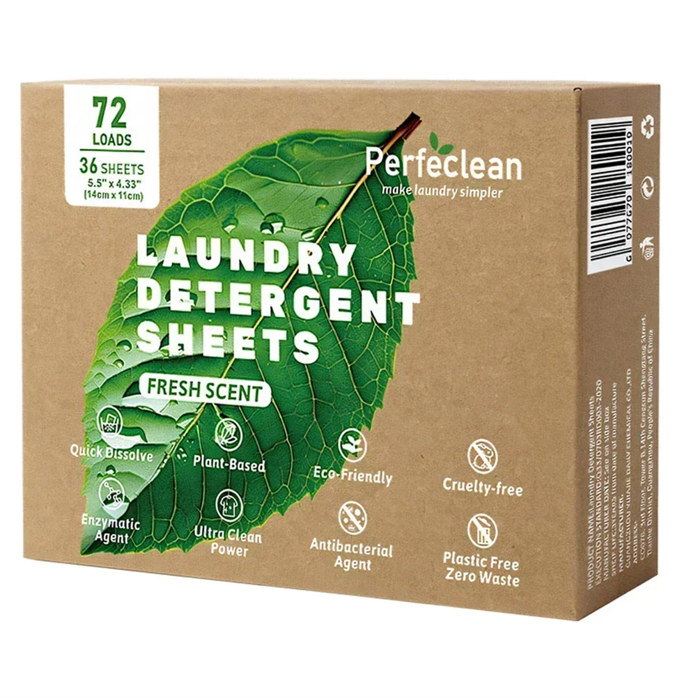 Laundry Detergent Sheets Gentle on Hands and Clothes Solid Disposable All-In-One Laundry Detergent Strip with Box