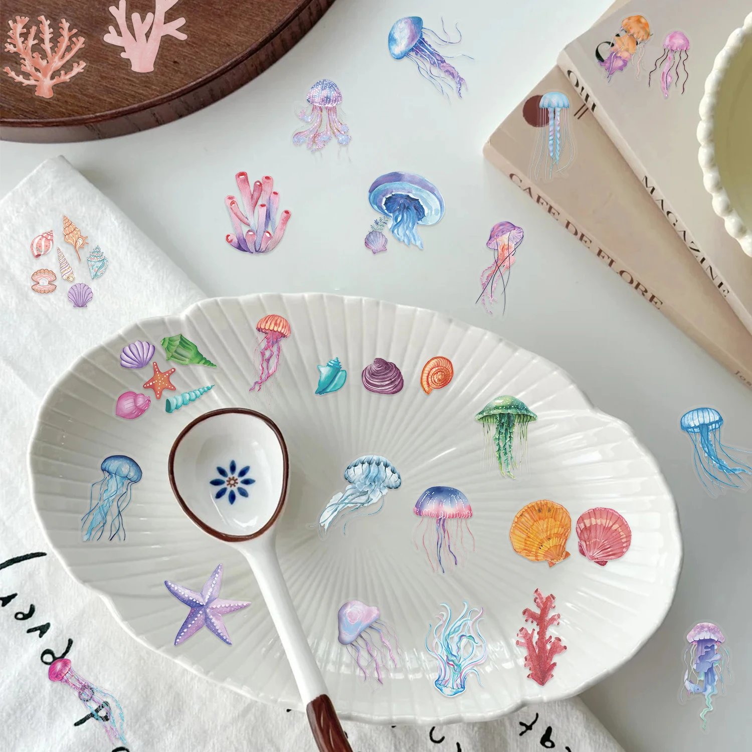 50 قطعة مجموعة من الأسماك الاستوائية PET ملصق لحقيبة التزلج المحمول الأمتعة الهاتف التصميم DIY بها بنفسك ملصق سلسلة الأحياء البحرية