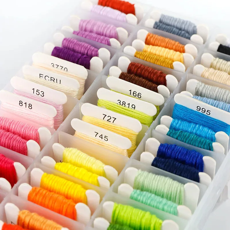 100% Cotton Embroidery Thread Kit with Storage Case Versatile for Cross Stitch DIY Crafts Sewing Needlepoint Handmade Projects