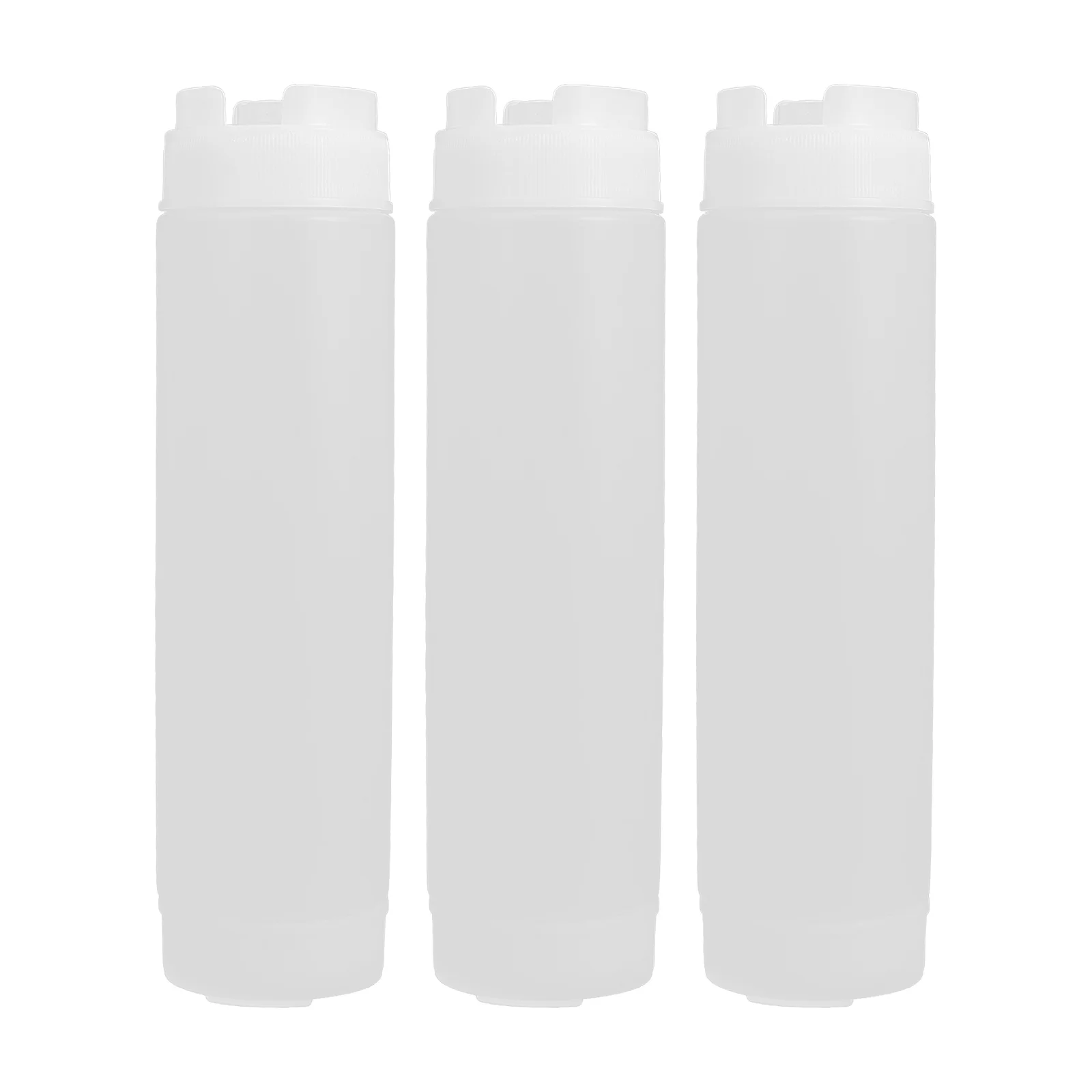 

3Pcs Double Head Sauce Dispenser Bottles Refillable Plastic Squeeze Bottles for Cheese Salad Ketchup Condiment Containers