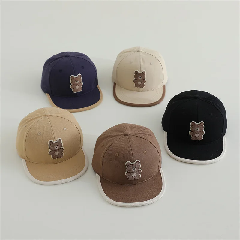 

Little Bear Duck Tongue Hat Fashion Children Sunshade Peaked Cap 2025 Boys Girls Baby Color Block Baseball Hat Kids Visors