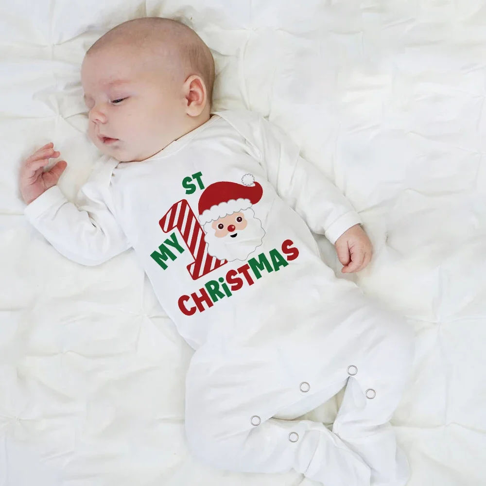 First Christmas Babygrow Sleepsuit Xmas Infant Sleepsuit Boys Girls Cute Clothes Toddler Christmas Gift Baby Xmas Party Outfits