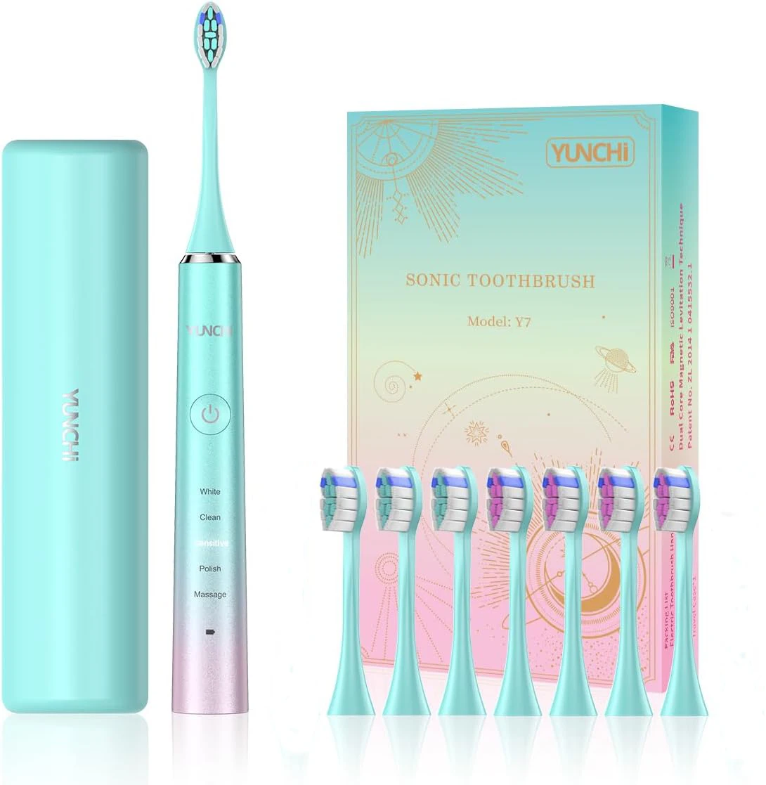 Sonic Electric Toothbrush Rechargeable IPX7 Waterproof 5 Modes Smart Timer For Adult Daily Cleaning with  Brush Heads Travel Box view 5