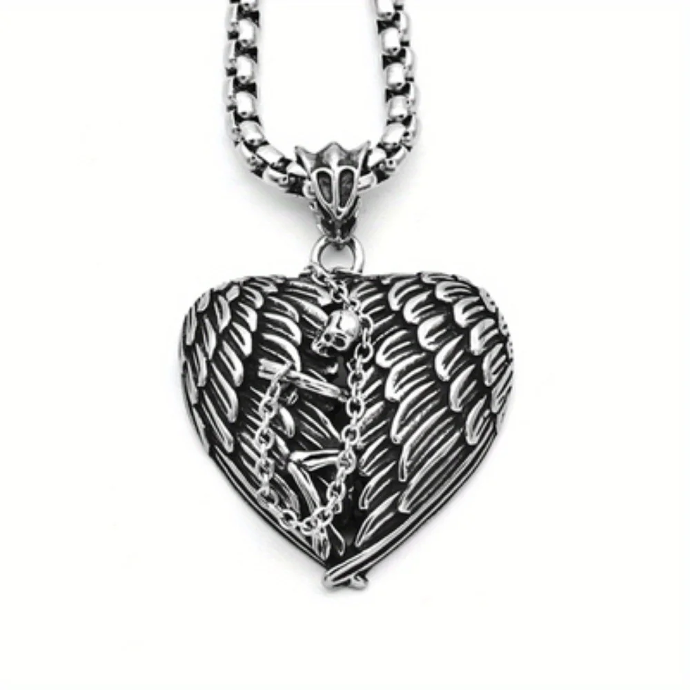 1 Pack Angel's Captivity Necklace Hip Hop Personalized Vintage Feather Wings Pendant Wholesale