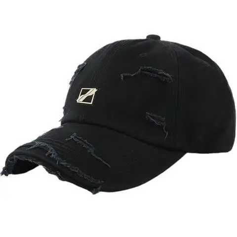 2026S Trendy WE11DONE Distressed Ripped Baseball Cap Curved Brim Dad Hat Versatile Unisex Men Women