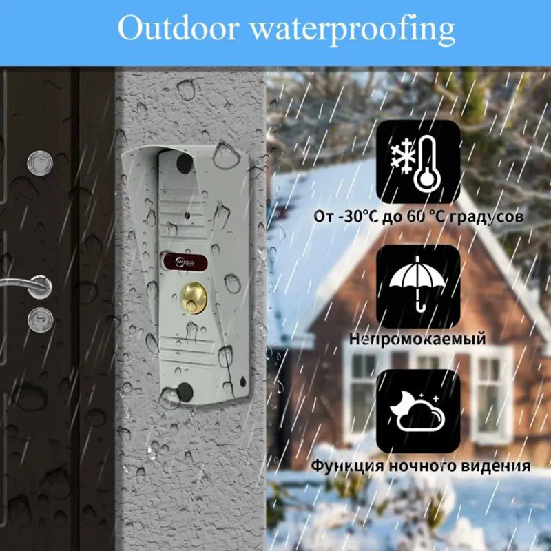 Wired Home Video Door Phone Doorbell Intercom System Apartment Handsfree Waterproof Doorbell Indoor Monitor One Key Unlock DND