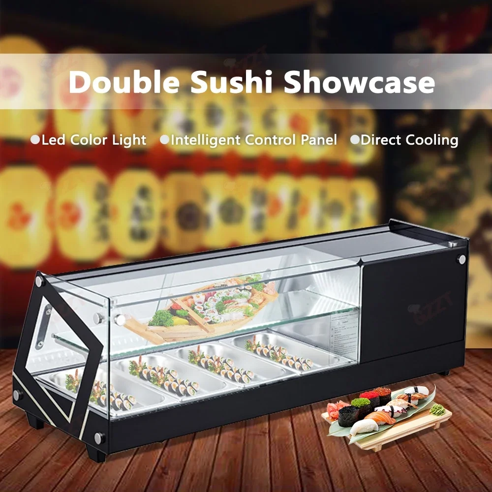 44L Sliding Door Digital Temperature Controller Japanese Sushi Display Refrigerator Counter Commercial Sushi showcase Chiller