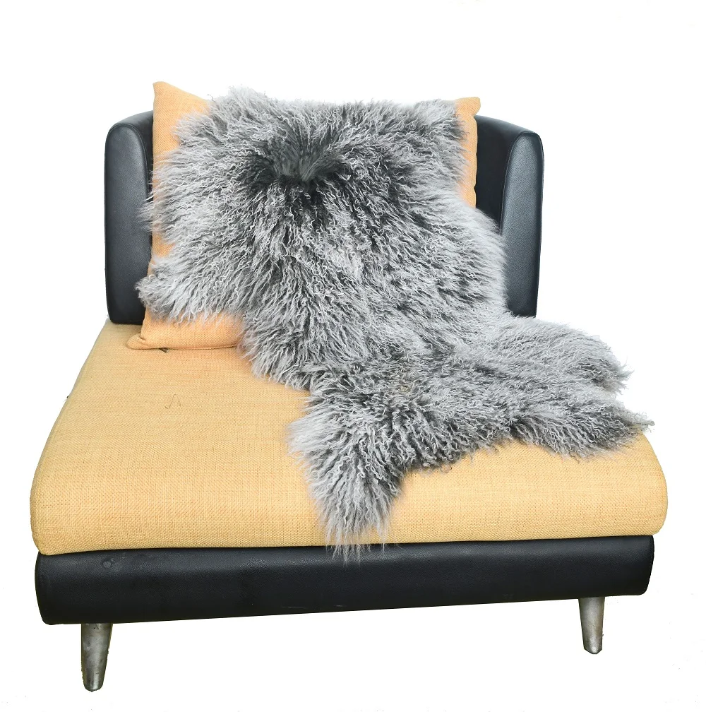Soft Long Hair Mongolian Lamb Fur Chair Cover, Bedroom Rug, CX-D-60T