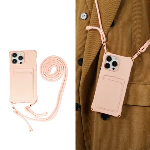 Capa de alça para samsung galaxy a35 a55 a15 a14 a54 a34 a53 a56 5g à prova de choque carteira slots para cartão crossbody colar cordão capa