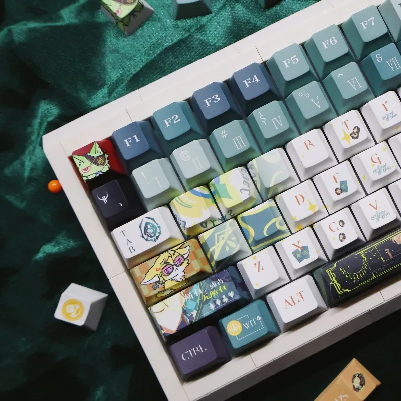 

143 Keys Honkai: Star Rail Aventurine Theme Keycap Anime Cherry Profile Keycaps PBT Dye-Sub Custom Gaming Key Caps MX Keyboard