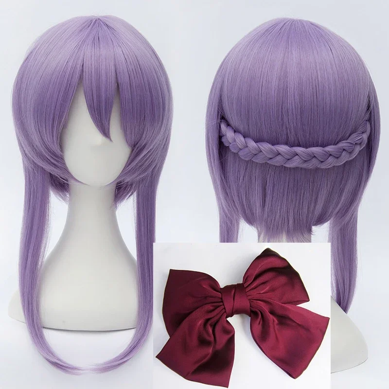 Seraph of the end Hiiragi Shinoa Wigs Light Purple Heat Resistant Synthetic Hair Perucas Cosplay Wig   Wig Cap   Bowknot Hairpin