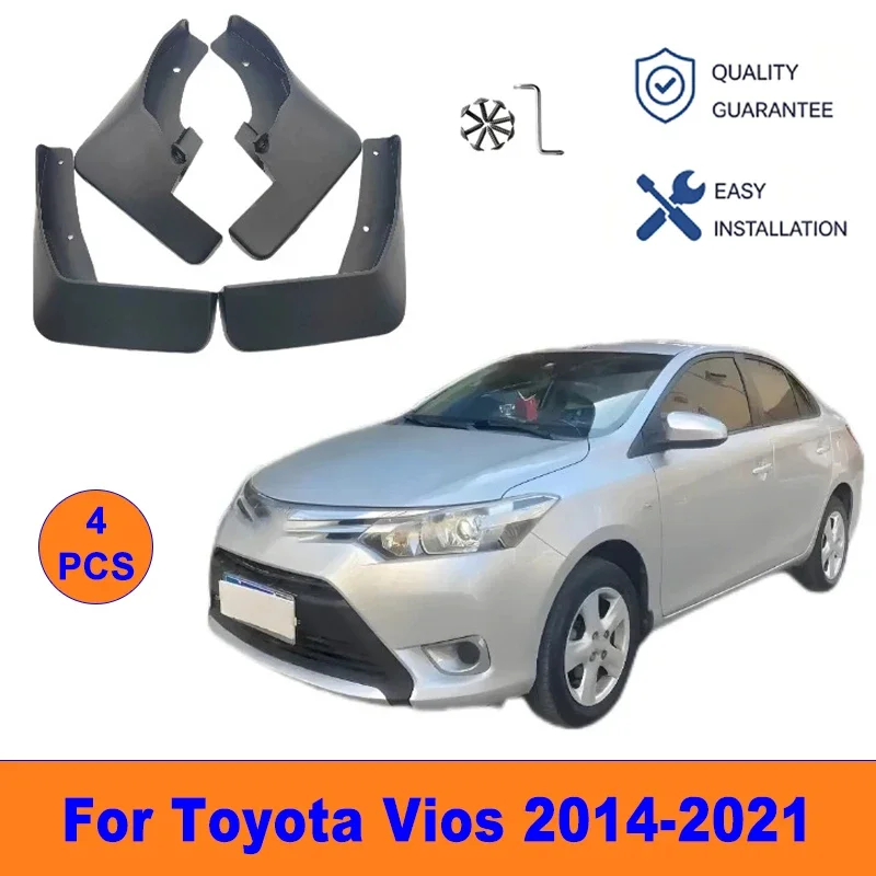

4Pcs Mud Flaps For Toyota Vios 2014-2021 - Splash Guards Front & Rear Wheel Fender Mudguards Car Exterior Protection Accessory